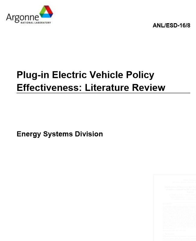 Plug-in Electric Vehicle Policy Effectiveness: Literature Review ...